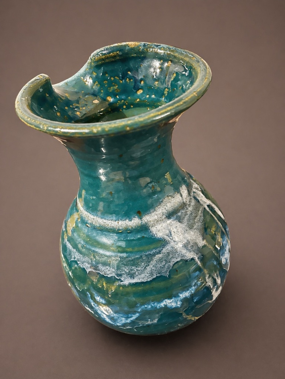 Handmade Style Ceramic Tumbler – Blue Floral – 6” Tall